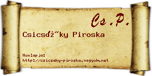 Csicsáky Piroska névjegykártya