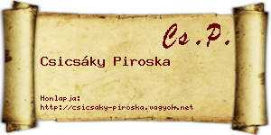 Csicsáky Piroska névjegykártya